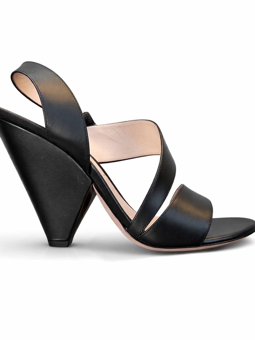 Gianvito Rossi Sculptural Heel Sandals Black Leather Size 38 Made in Italy